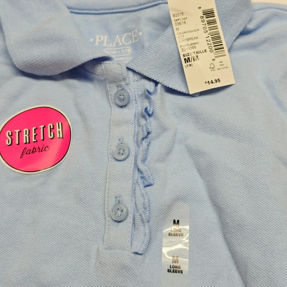 The Children's Place Girls School Uniform Set 3 Blue Polos & Khaki Skort Size 8